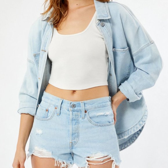 Levi’s 501 Light blue cutoff frayed denim shorts - Picture 2 of 4